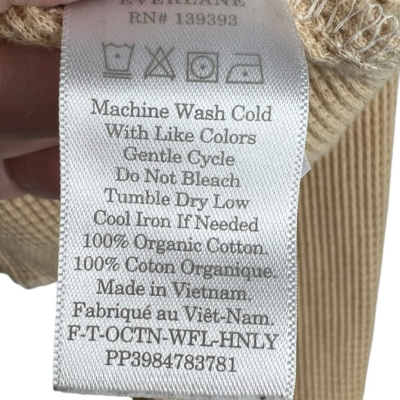 EVERLANE Organic Cotton Cropped Long Sleeve Jersey Waffle Knit Shirt Medium - Picture 4 of 8